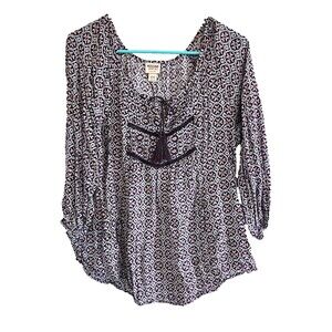 Bohemian Blouse by Mossimo Supply Co. Purple Print. Size XL